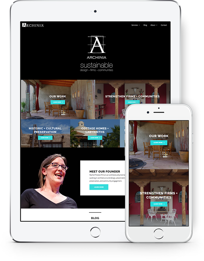 Website landing page on various device screens