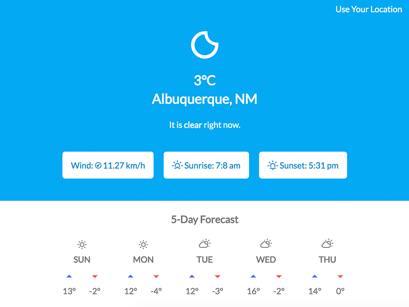 Screenshot of Forecast It Final screenshot of weather app called Forecast It